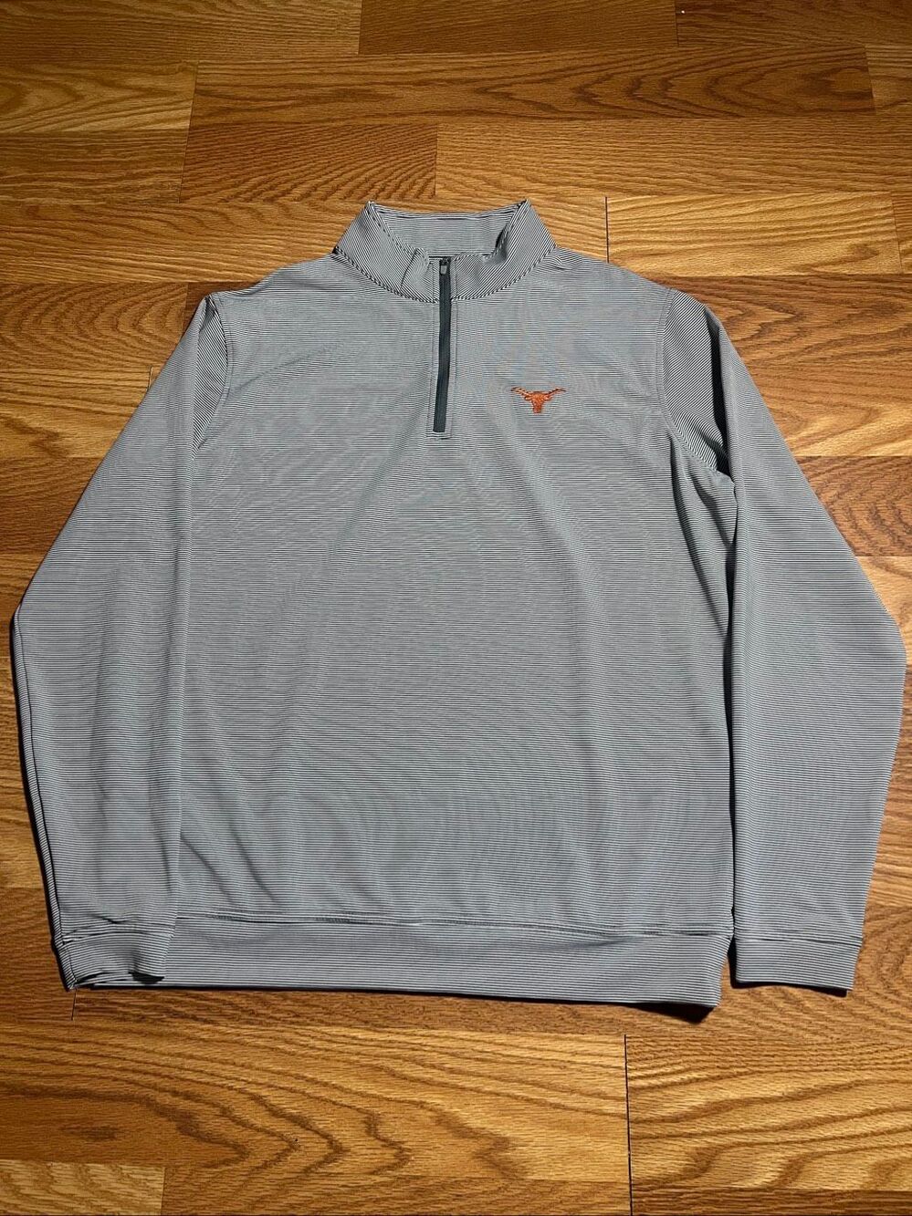 Peter Millar Perth Sugar Stripe Texas Longhorns Quarter Zip Pullover Large